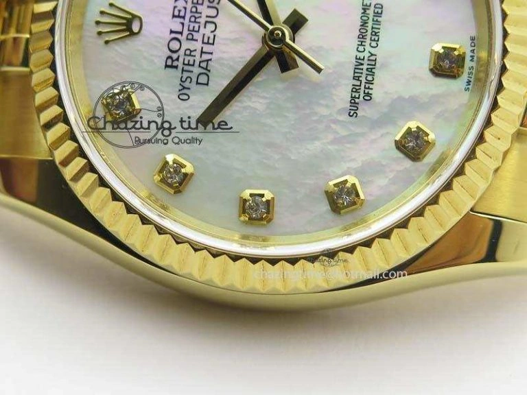 DateJust 36mm Wrapped YG BP-Maker Best Edition White MOP Dial On Wrapped YG Bracelet ETA Unisex 3835