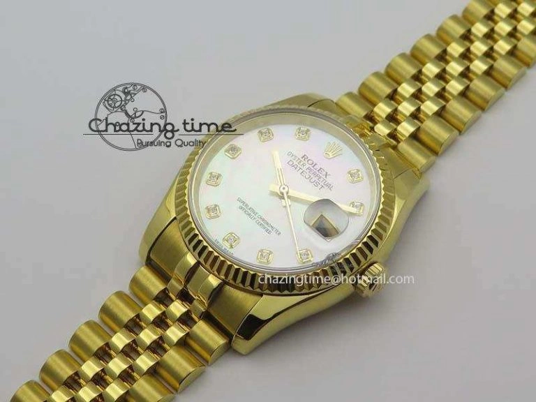 DateJust 36mm Wrapped YG BP-Maker Best Edition White MOP Dial On Wrapped YG Bracelet ETA Unisex 3835
