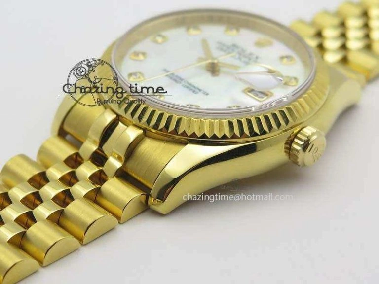 DateJust 36mm Wrapped YG BP-Maker Best Edition White MOP Dial On Wrapped YG Bracelet ETA Unisex 3835