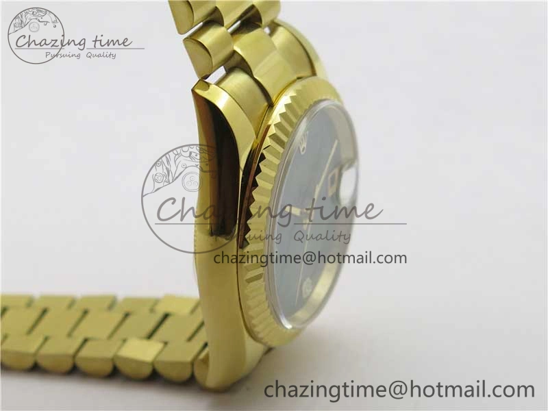 DateJust 36mm YG EDF Best Edition Green Malachite Dial Crystal Markers on YG President Bracelet A Stylish 2857