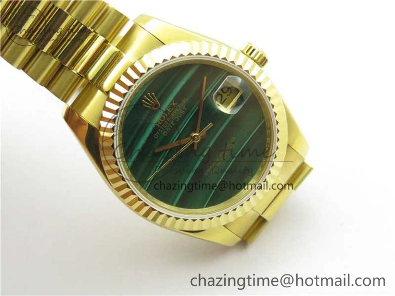 Breathable DateJust 36mm YG EDF Best Edition Green Malachite Dial on SS President Bracelet A 2859
