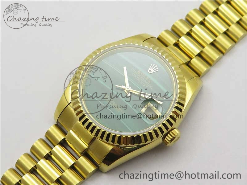 Breathable DateJust 36mm YG EDF Best Edition Green Malachite Dial on SS President Bracelet A 2859