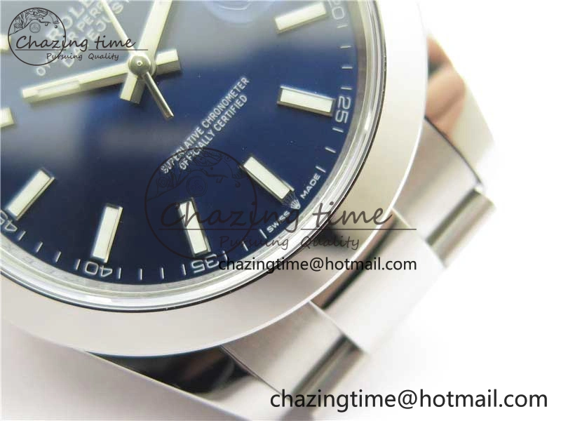 TechFriendly DateJust 41 126330 904L SS VSF 1:1 Best Edition Blue Dial on Oyster Bracelet VS 2627