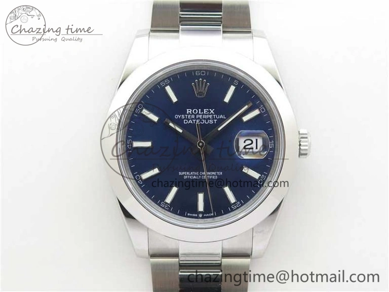 TechFriendly DateJust 41 126330 904L SS VSF 1:1 Best Edition Blue Dial on Oyster Bracelet VS 2627