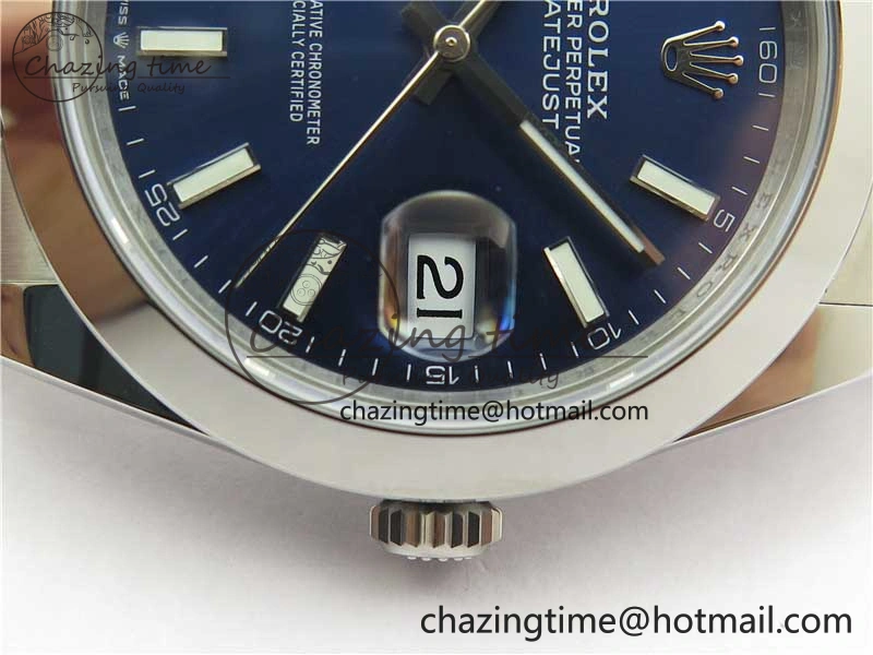 TechFriendly DateJust 41 126330 904L SS VSF 1:1 Best Edition Blue Dial on Oyster Bracelet VS 2627