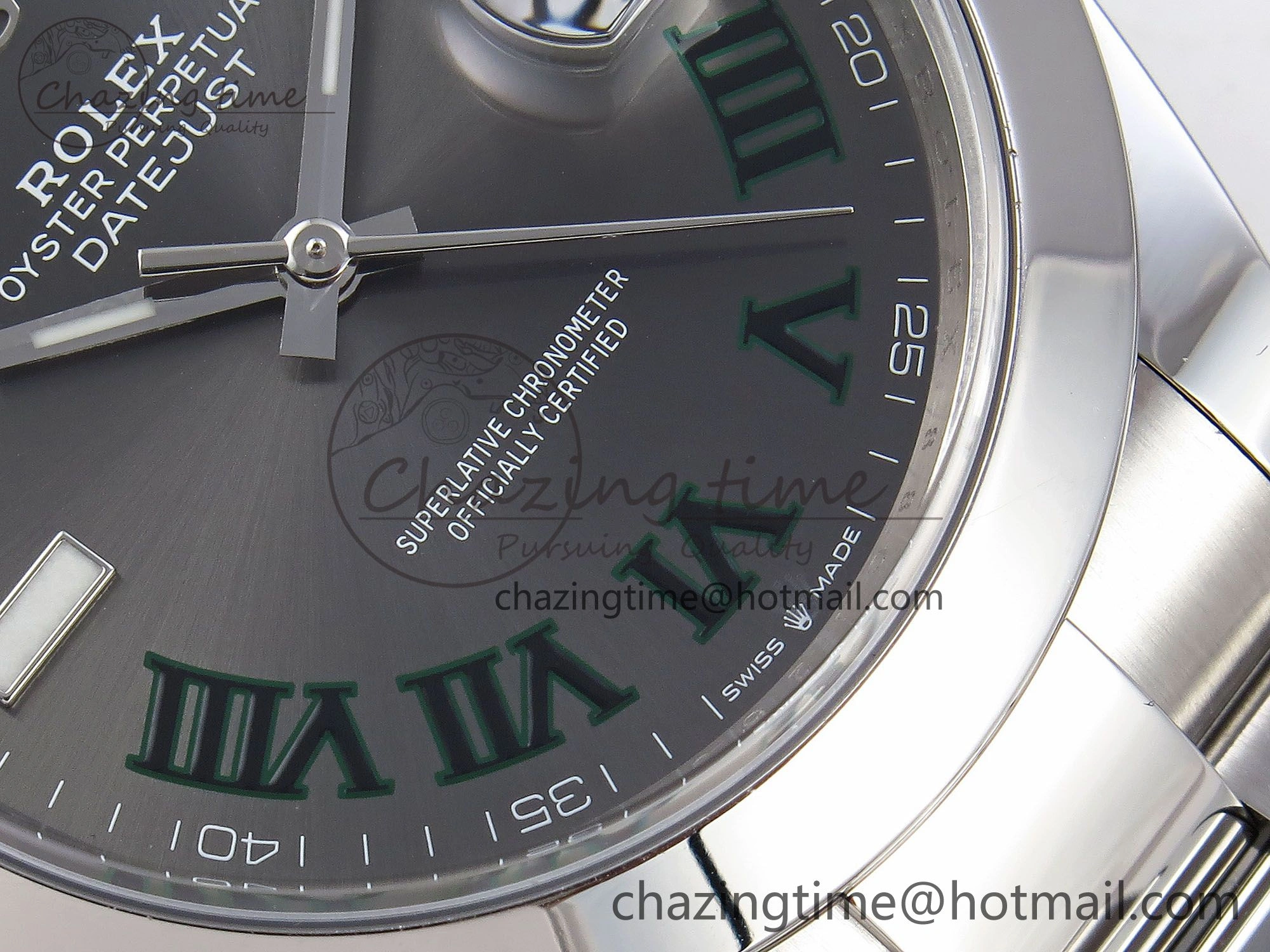 Sophisticated DateJust 41 126330 C+F 1:1 Best Edition 904L Steel Gray Dial Green Roman on SS Oyster Bracelet VR 1394