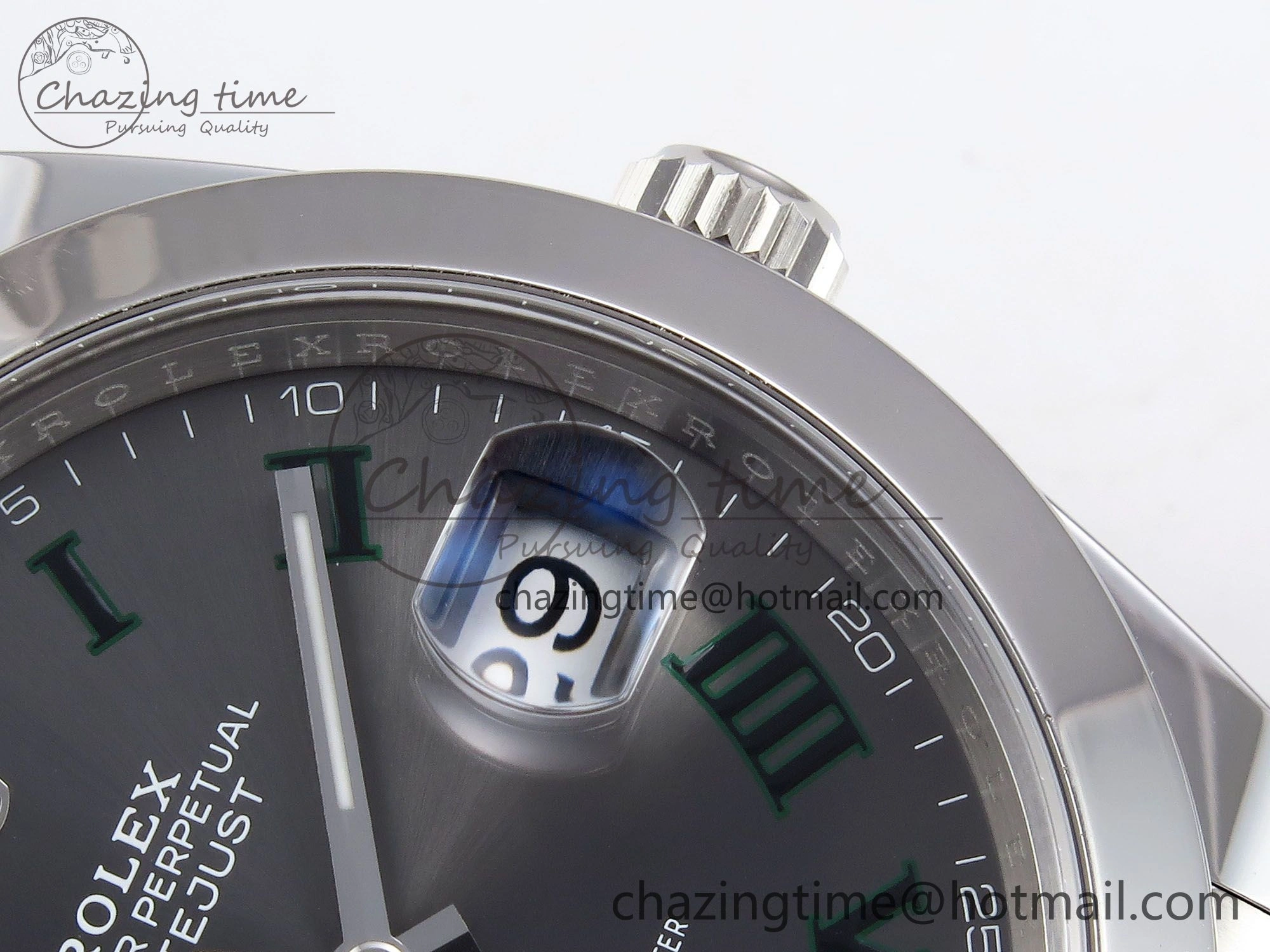 Sophisticated DateJust 41 126330 C+F 1:1 Best Edition 904L Steel Gray Dial Green Roman on SS Oyster Bracelet VR 1394