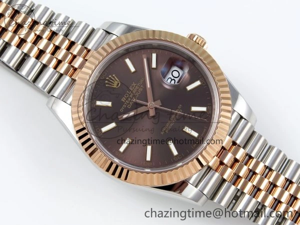 MoistureWicking DateJust 41 126331 904L SS RG VSF 1:1 Best Edition Brown Dial on Jubilee Bracelet VS 1711