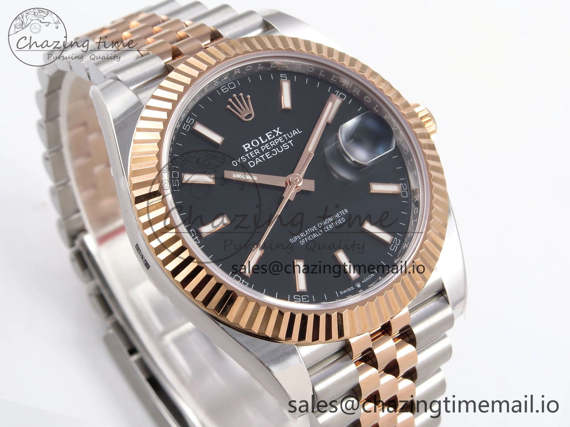 DateJust 41 126331 ARF 1:1 Best Edition 904L Steel Black Dial on SS RG Jubilee Bracelet SH3235（Gain Weight） Original 1106