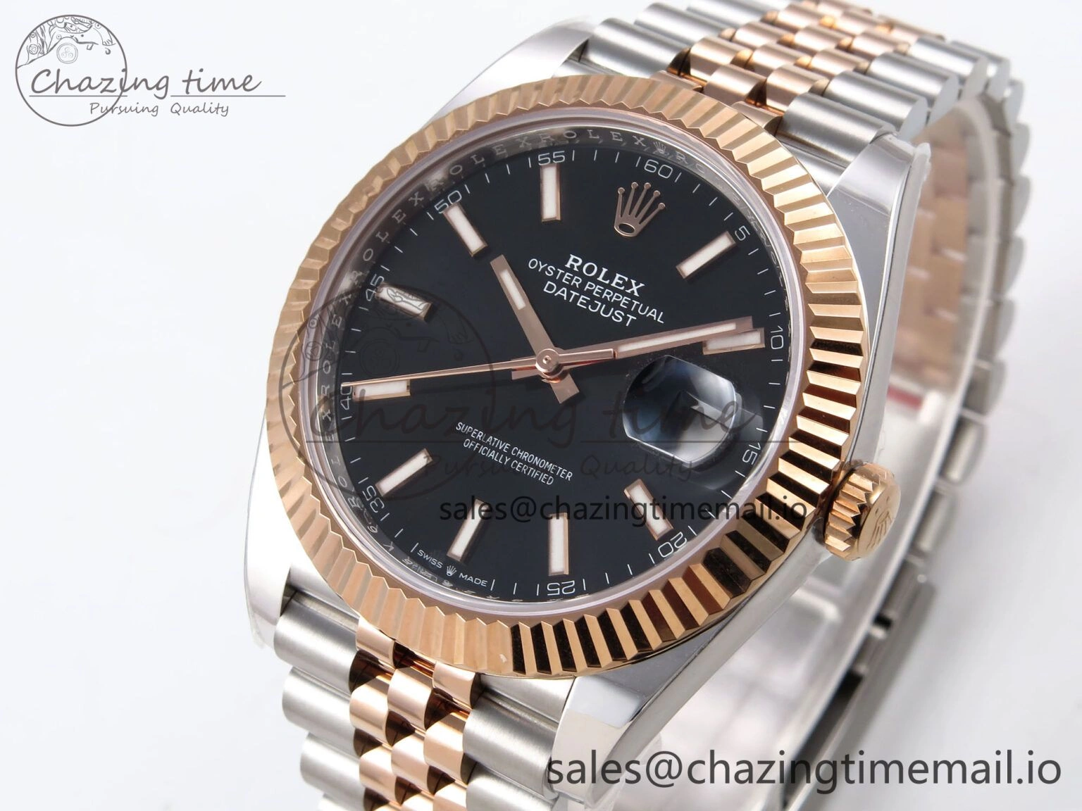DateJust 41 126331 ARF 1:1 Best Edition 904L Steel Black Dial on SS RG Jubilee Bracelet SH3235（Gain Weight） Original 1106