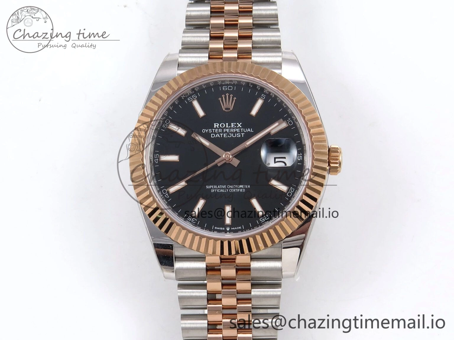 DateJust 41 126331 ARF 1:1 Best Edition 904L Steel Black Dial on SS RG Jubilee Bracelet SH3235（Gain Weight） Original 1106