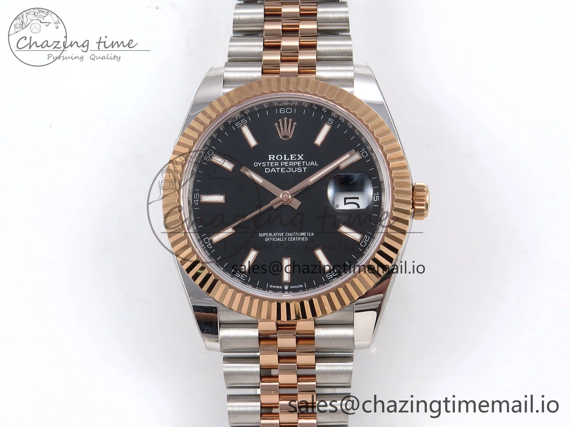 DateJust 41 126331 ARF 1:1 Best Edition 904L Steel Black Dial on SS RG Jubilee Bracelet SH3235（Gain Weight） Original 1106