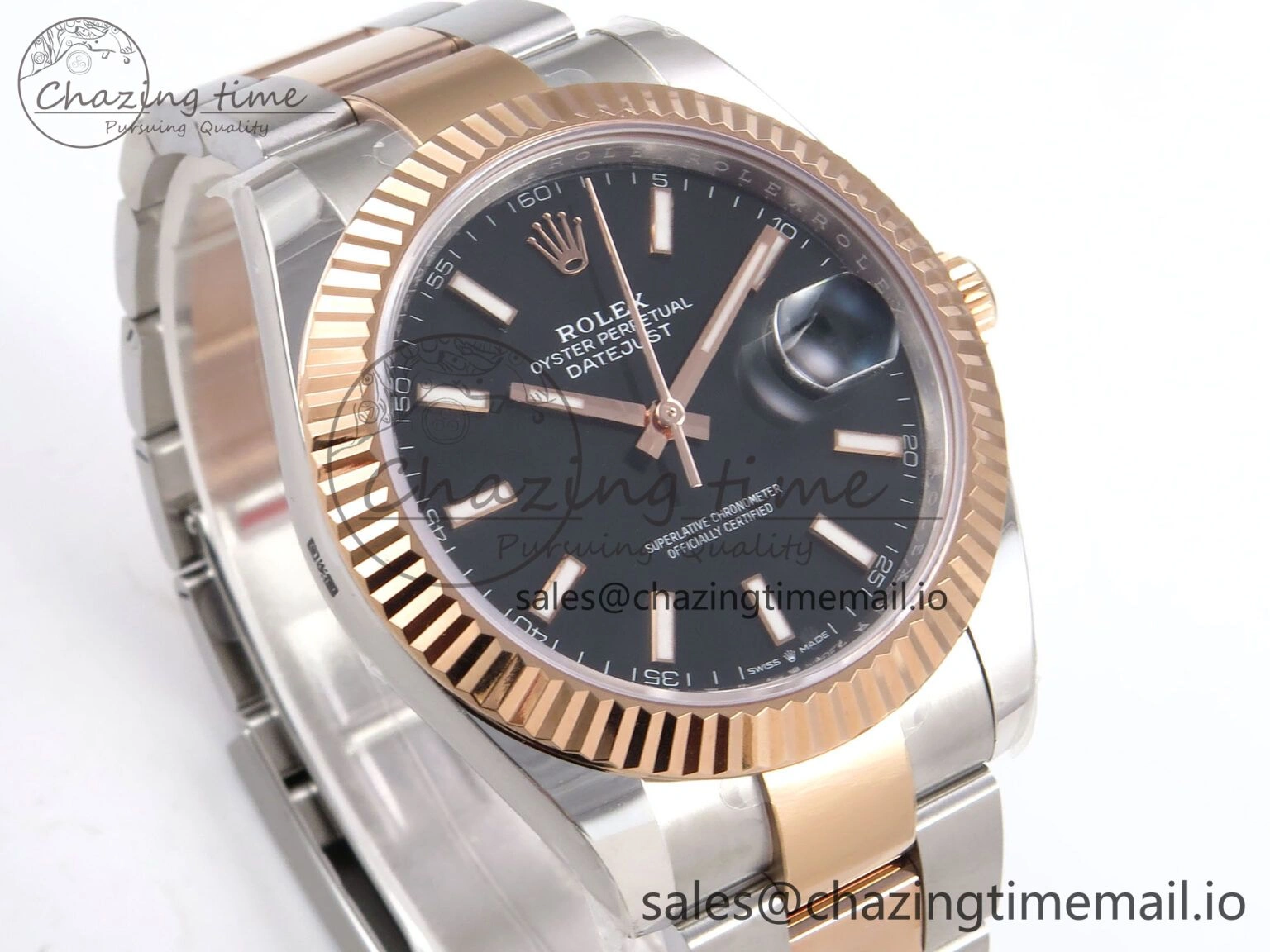 DateJust 41 126331 ARF 1:1 Best Edition 904L Steel Black Dial on SS RG Oyster Bracelet SH3235（Gain Weight） Thermal 1099