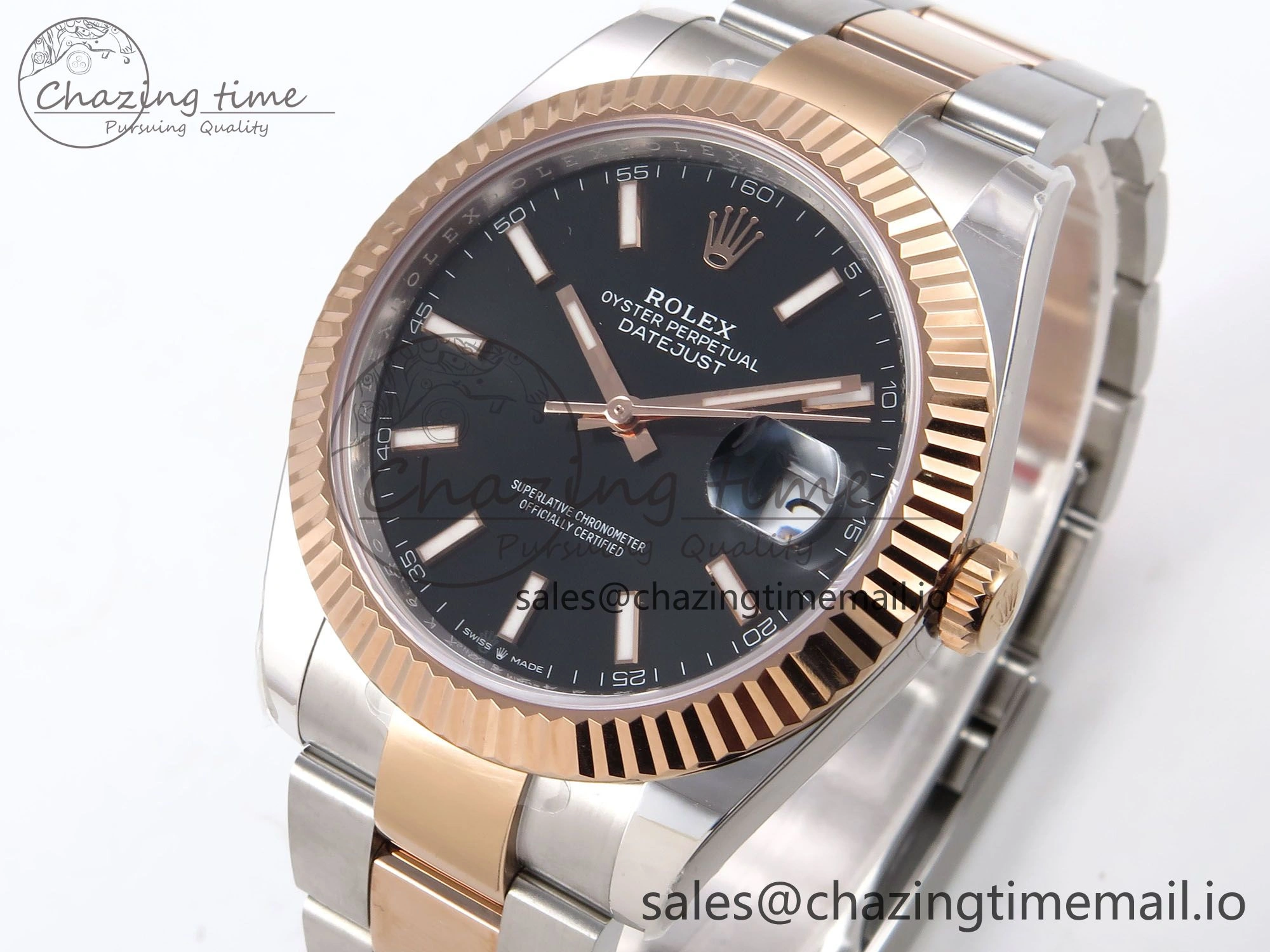 DateJust 41 126331 ARF 1:1 Best Edition 904L Steel Black Dial on SS RG Oyster Bracelet SH3235（Gain Weight） Thermal 1099