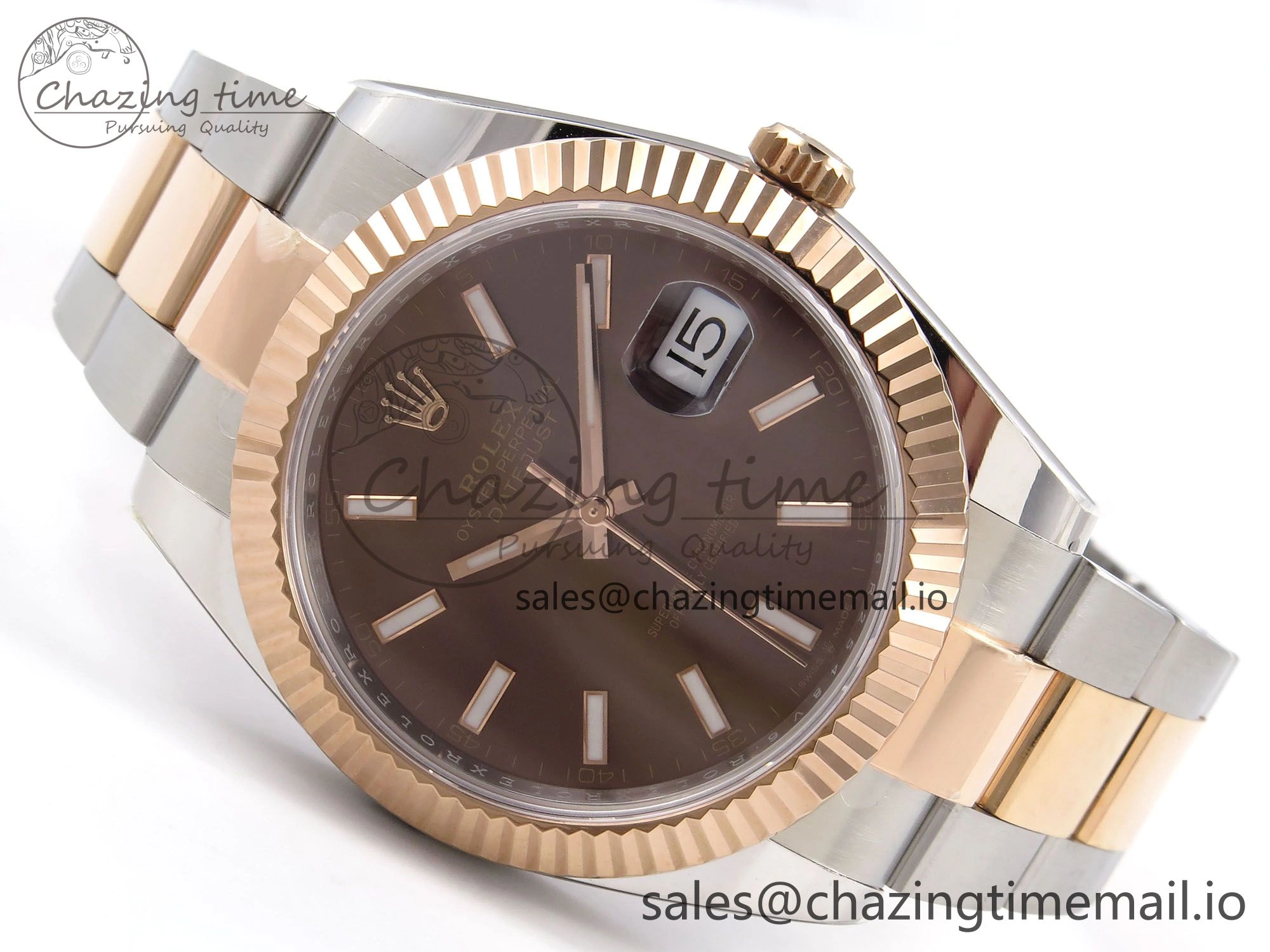 DateJust 41 126331 ARF 1:1 Best Edition 904L Steel Brown Dial on SS RG Oyster Bracelet SH3235（Gain Weight） Durable 1102