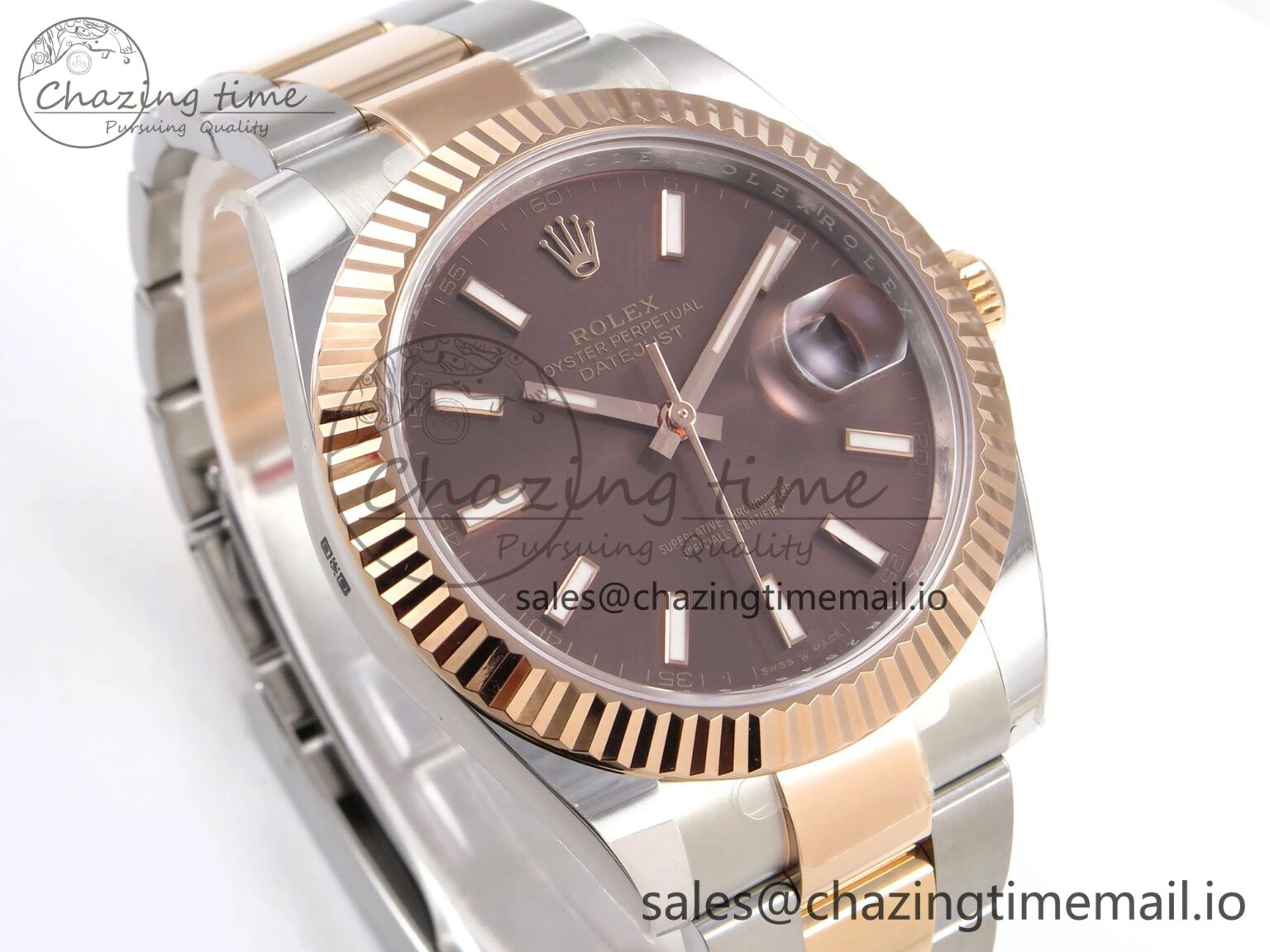 DateJust 41 126331 ARF 1:1 Best Edition 904L Steel Brown Dial on SS RG Oyster Bracelet SH3235（Gain Weight） Durable 1102