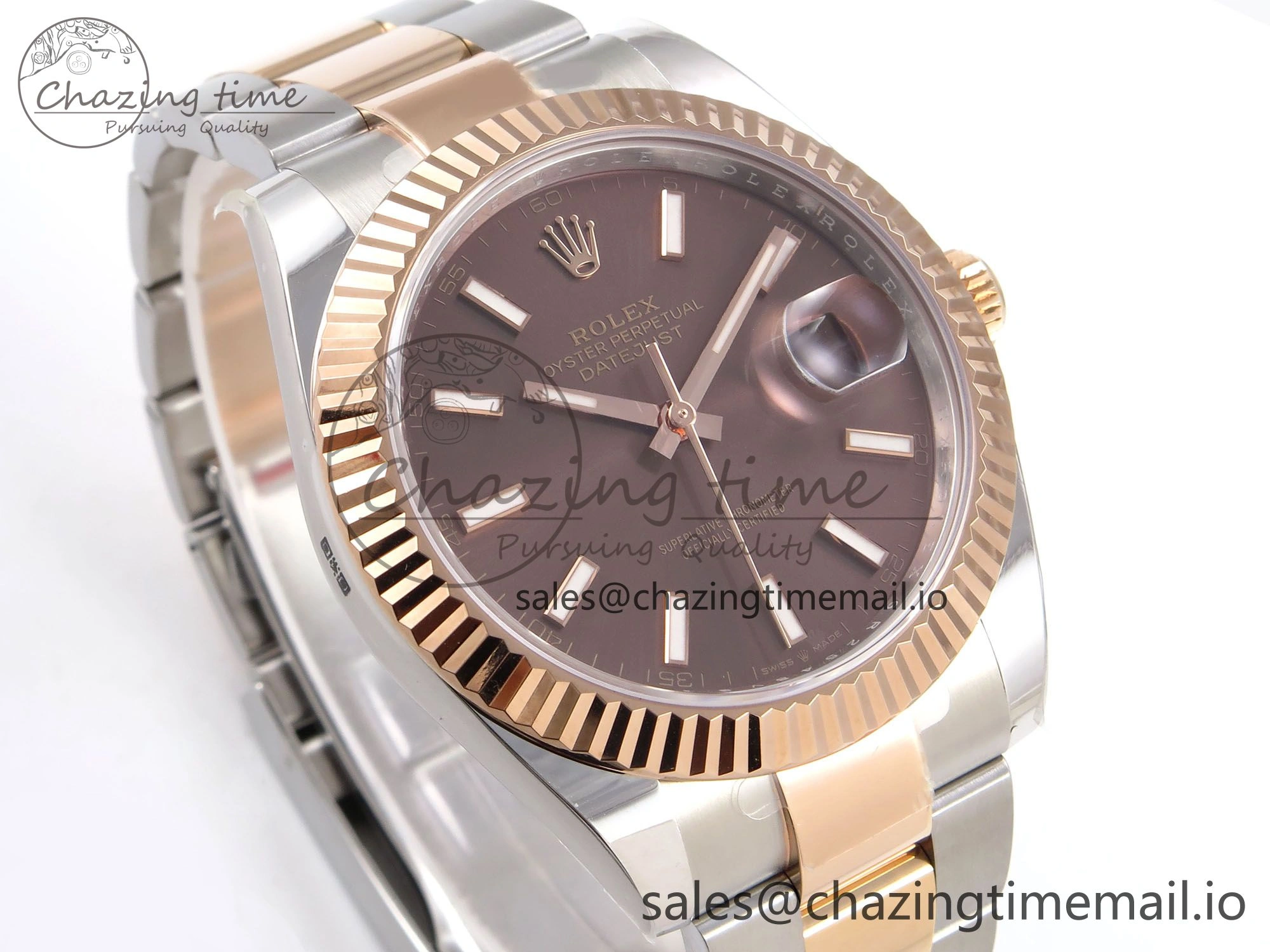 DateJust 41 126331 ARF 1:1 Best Edition 904L Steel Brown Dial on SS RG Oyster Bracelet SH3235（Gain Weight） Durable 1102