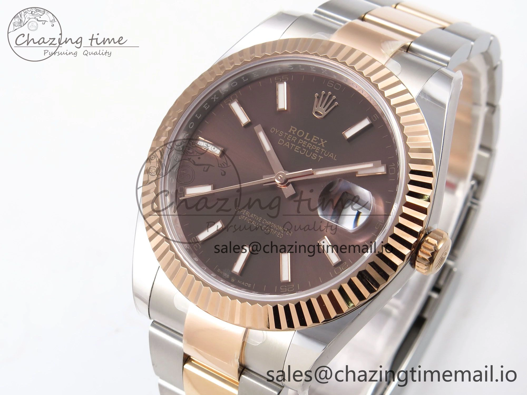 DateJust 41 126331 ARF 1:1 Best Edition 904L Steel Brown Dial on SS RG Oyster Bracelet SH3235（Gain Weight） Durable 1102