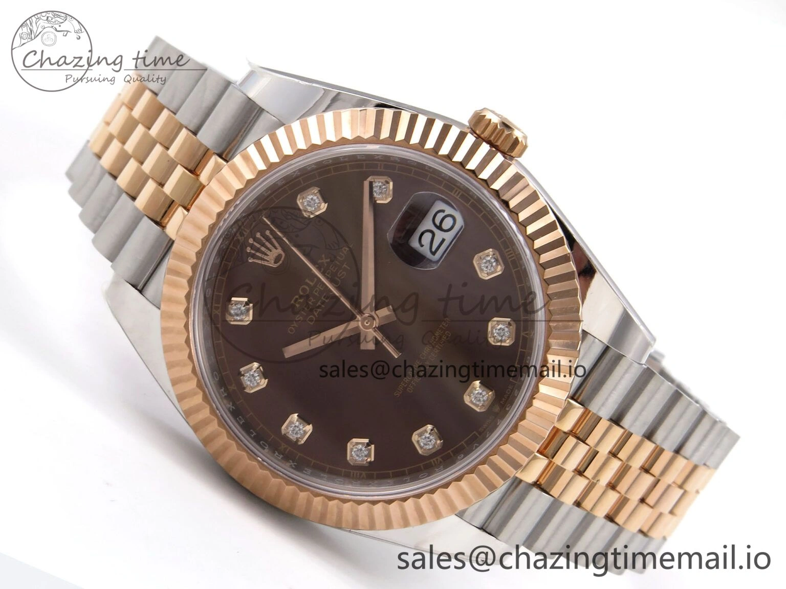 Bright DateJust 41 126331 ARF 1:1 Best Edition 904L Steel Brown Diamonds Dial on SS RG Jubilee Bracelet SH3235（Gain Weight） 1111