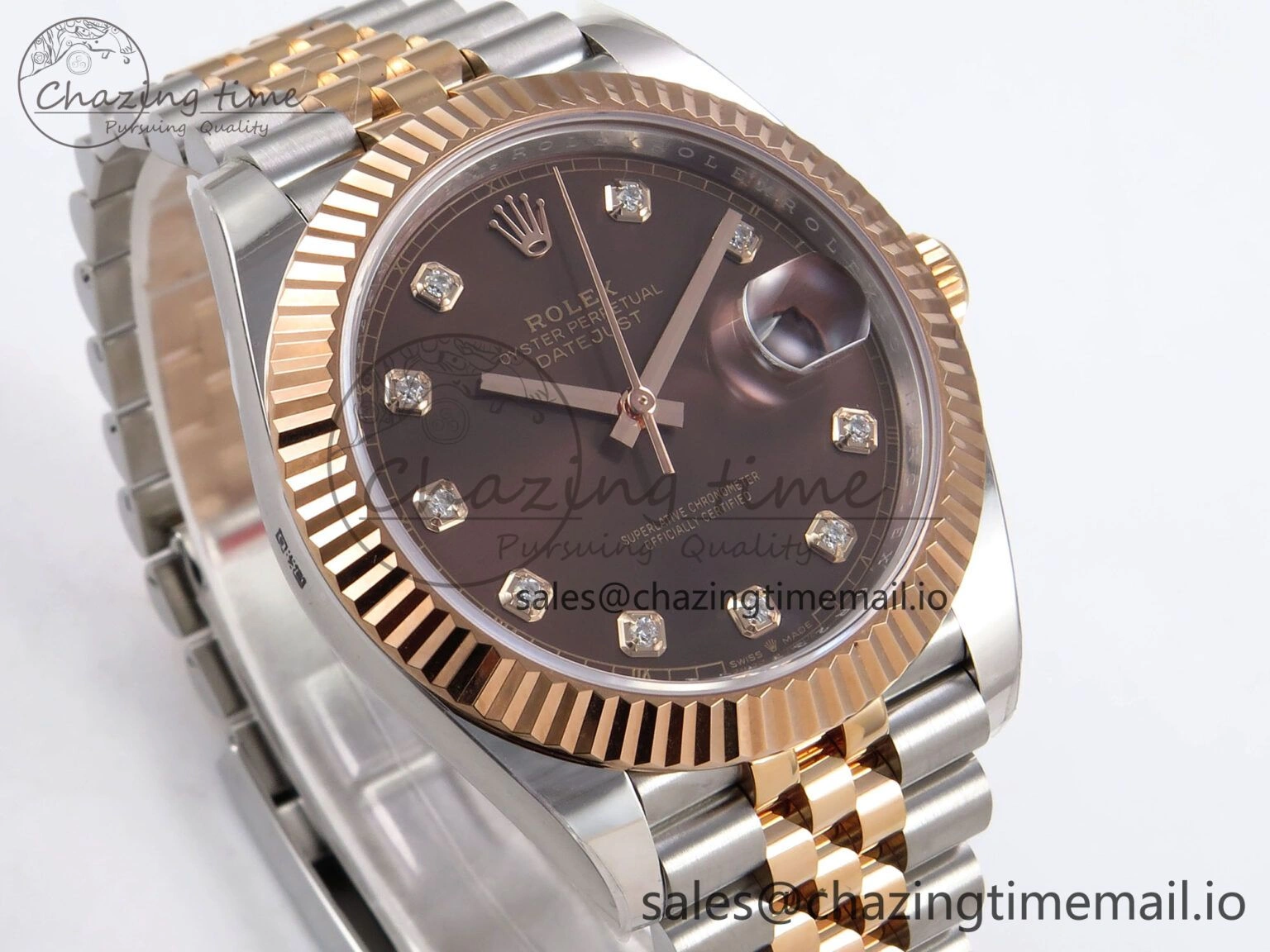 Bright DateJust 41 126331 ARF 1:1 Best Edition 904L Steel Brown Diamonds Dial on SS RG Jubilee Bracelet SH3235（Gain Weight） 1111