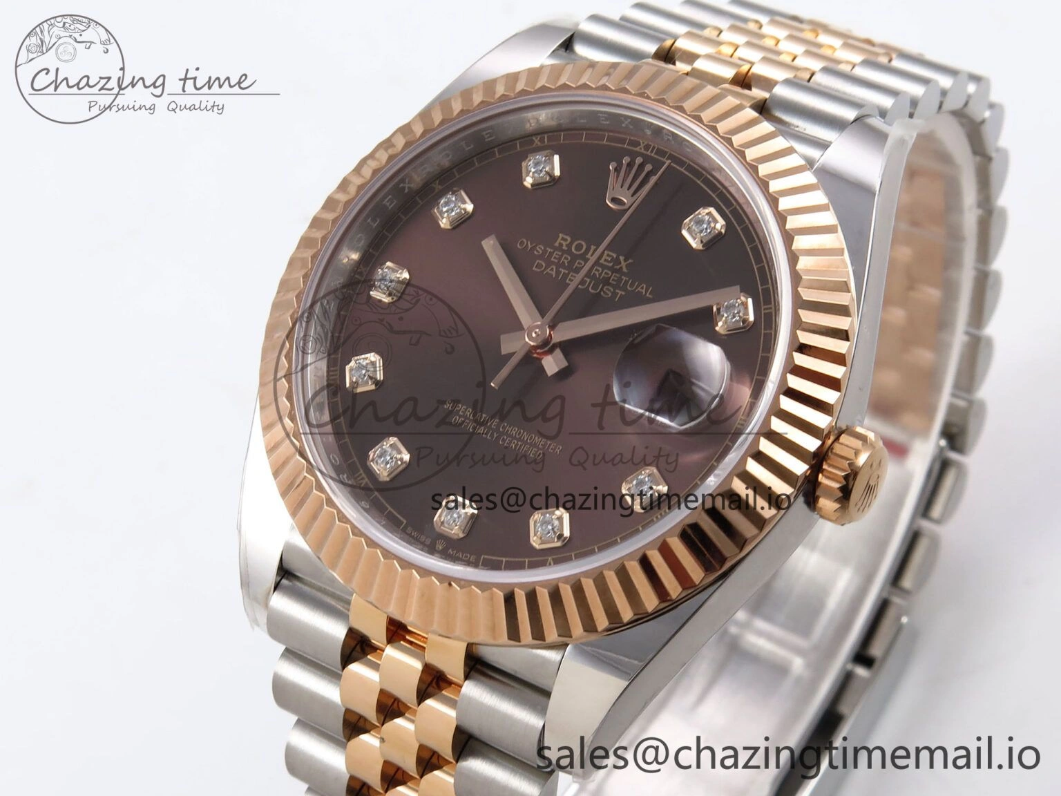 Bright DateJust 41 126331 ARF 1:1 Best Edition 904L Steel Brown Diamonds Dial on SS RG Jubilee Bracelet SH3235（Gain Weight） 1111