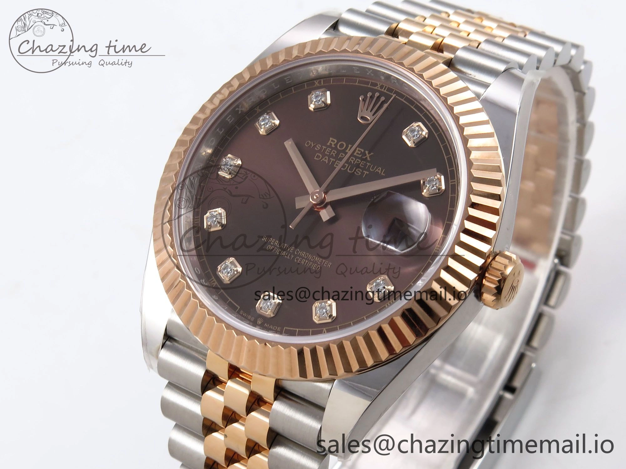 Bright DateJust 41 126331 ARF 1:1 Best Edition 904L Steel Brown Diamonds Dial on SS RG Jubilee Bracelet SH3235（Gain Weight） 1111