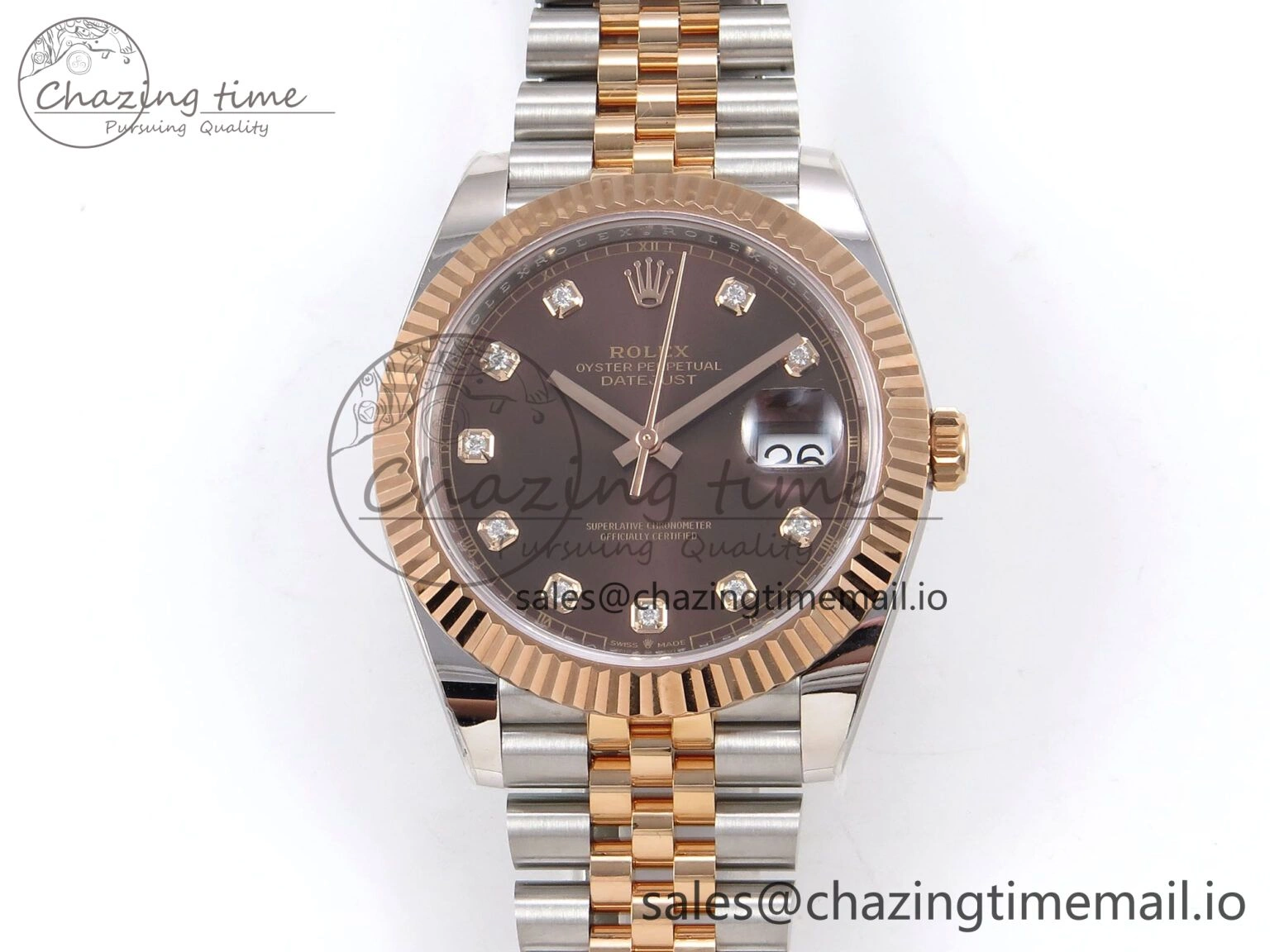 Bright DateJust 41 126331 ARF 1:1 Best Edition 904L Steel Brown Diamonds Dial on SS RG Jubilee Bracelet SH3235（Gain Weight） 1111