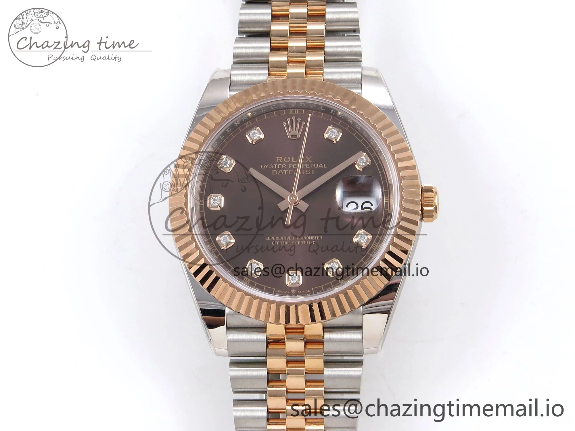 Bright DateJust 41 126331 ARF 1:1 Best Edition 904L Steel Brown Diamonds Dial on SS RG Jubilee Bracelet SH3235（Gain Weight） 1111