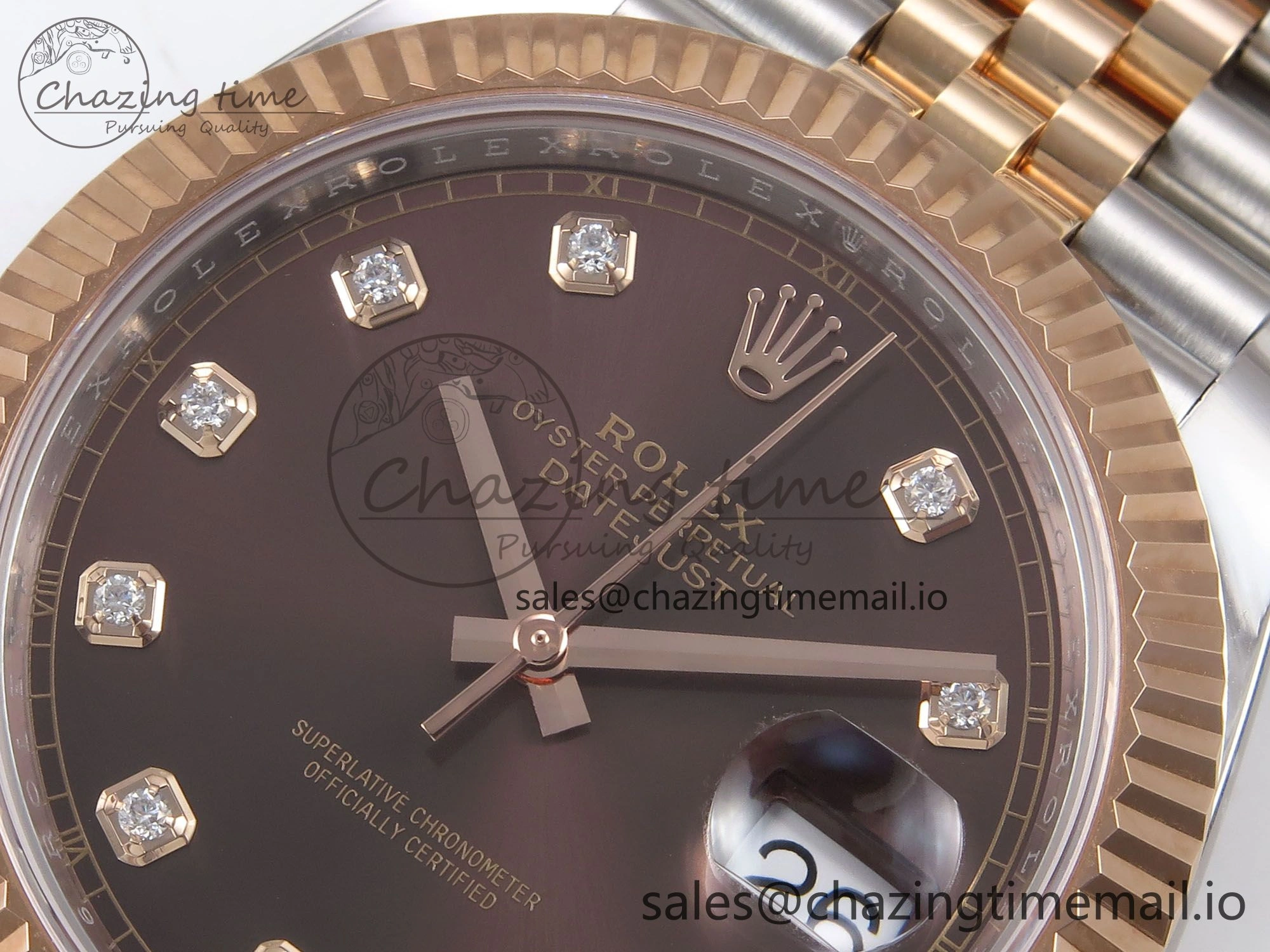 Bright DateJust 41 126331 ARF 1:1 Best Edition 904L Steel Brown Diamonds Dial on SS RG Jubilee Bracelet SH3235（Gain Weight） 1111
