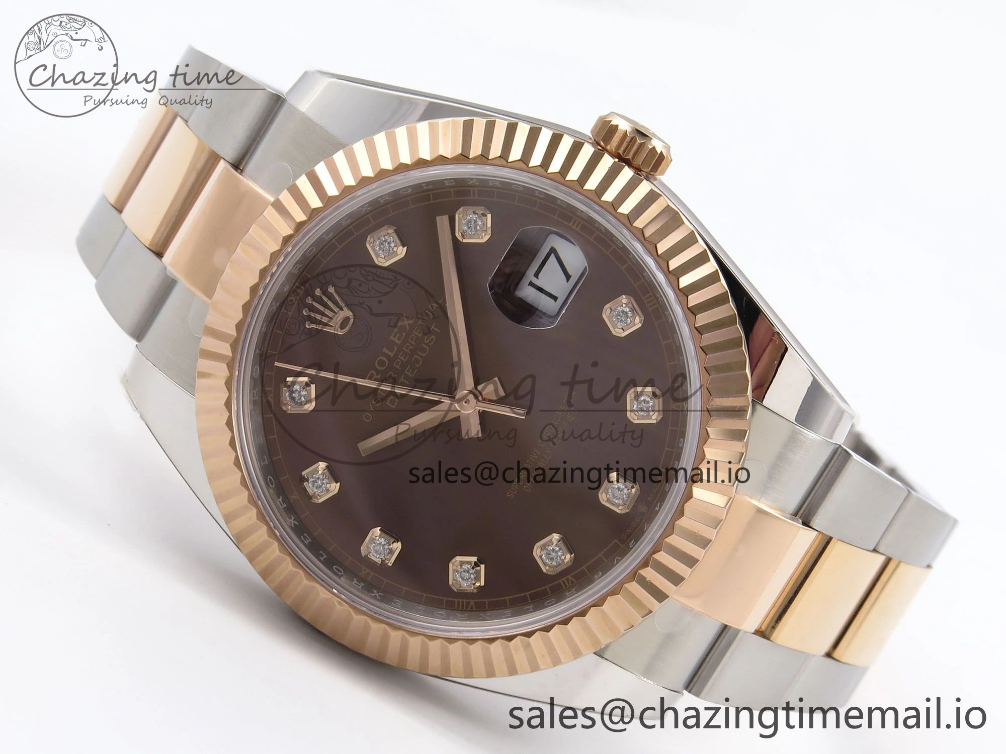 WaterResistant DateJust 41 126331 ARF 1:1 Best Edition 904L Steel Brown Diamonds Dial on SS RG Oyster Bracelet SH3235（Gain Weight） 1093