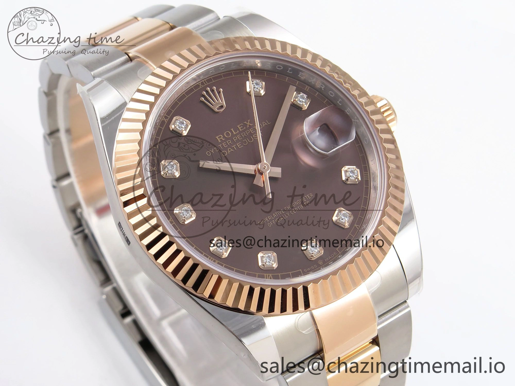 WaterResistant DateJust 41 126331 ARF 1:1 Best Edition 904L Steel Brown Diamonds Dial on SS RG Oyster Bracelet SH3235（Gain Weight） 1093