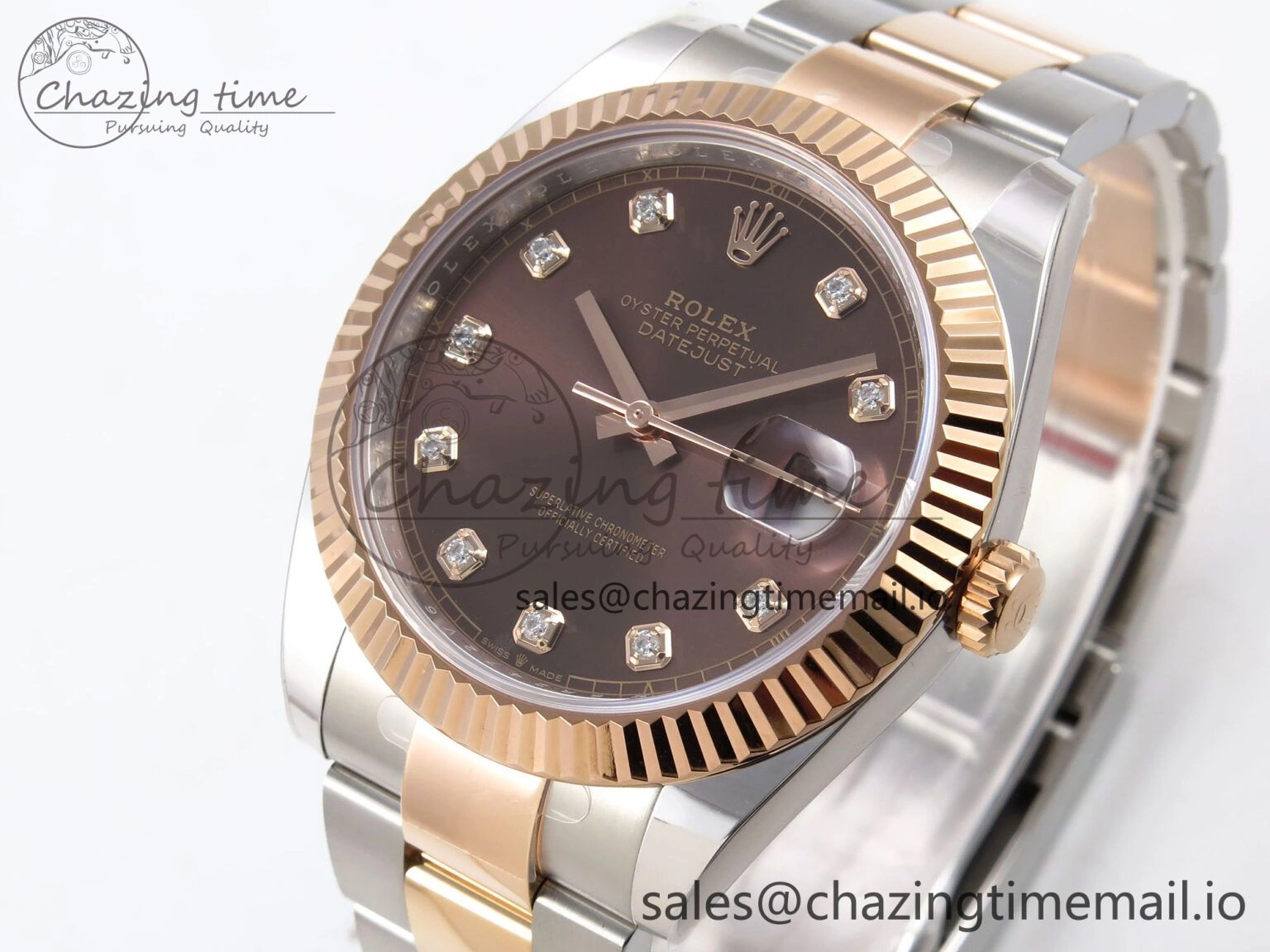 WaterResistant DateJust 41 126331 ARF 1:1 Best Edition 904L Steel Brown Diamonds Dial on SS RG Oyster Bracelet SH3235（Gain Weight） 1093