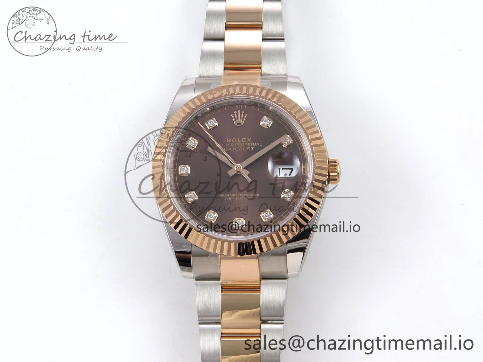 WaterResistant DateJust 41 126331 ARF 1:1 Best Edition 904L Steel Brown Diamonds Dial on SS RG Oyster Bracelet SH3235（Gain Weight） 1093