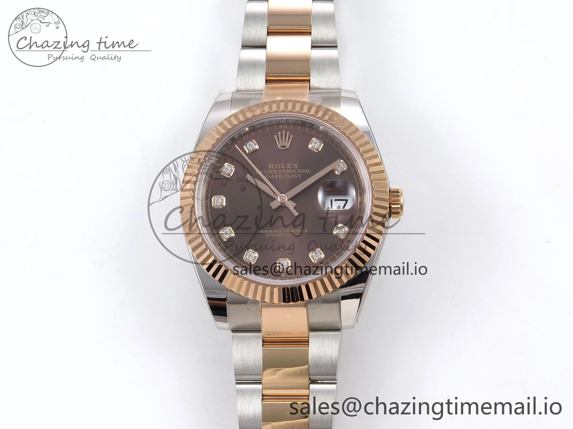 WaterResistant DateJust 41 126331 ARF 1:1 Best Edition 904L Steel Brown Diamonds Dial on SS RG Oyster Bracelet SH3235（Gain Weight） 1093