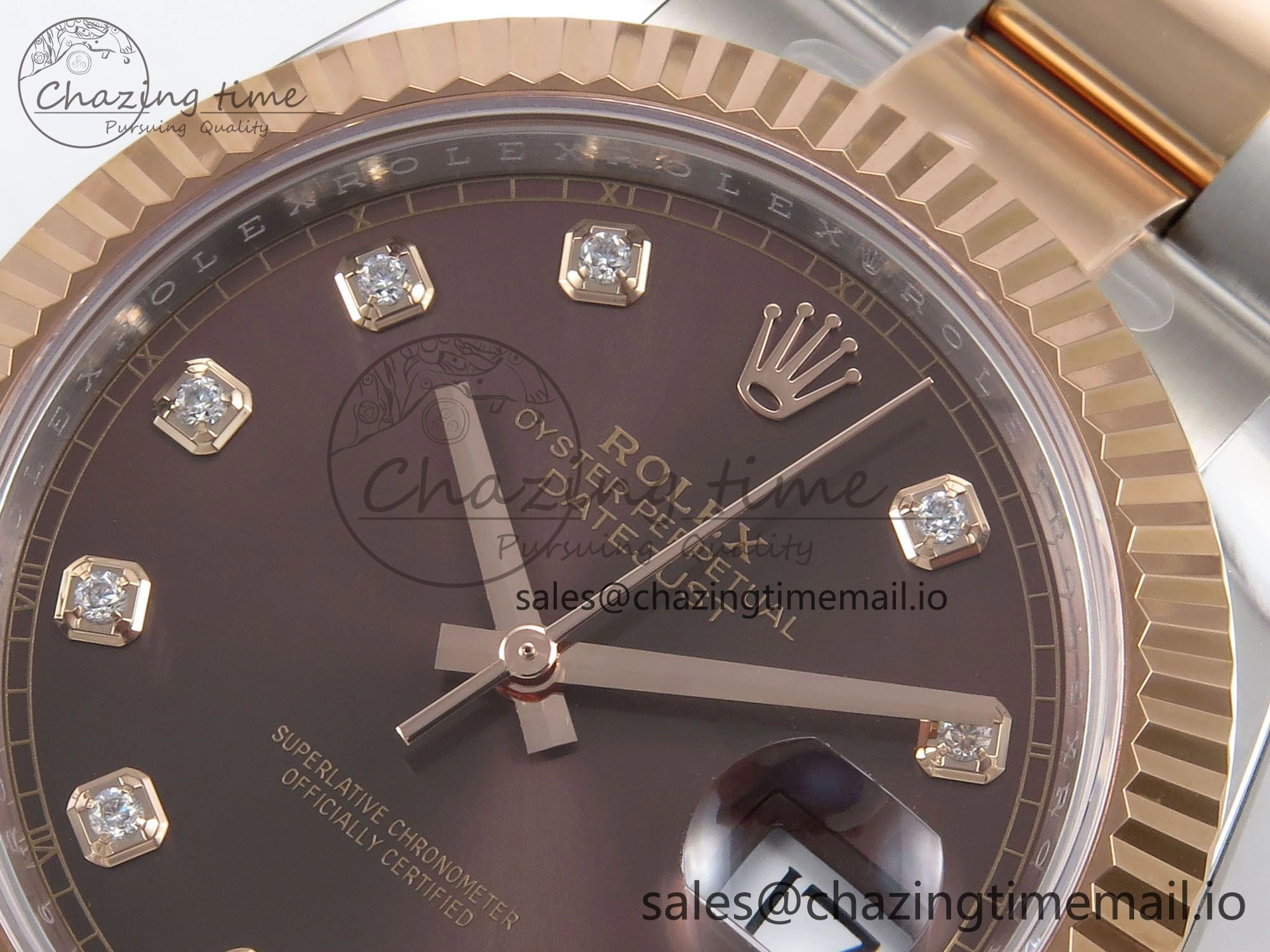 WaterResistant DateJust 41 126331 ARF 1:1 Best Edition 904L Steel Brown Diamonds Dial on SS RG Oyster Bracelet SH3235（Gain Weight） 1093