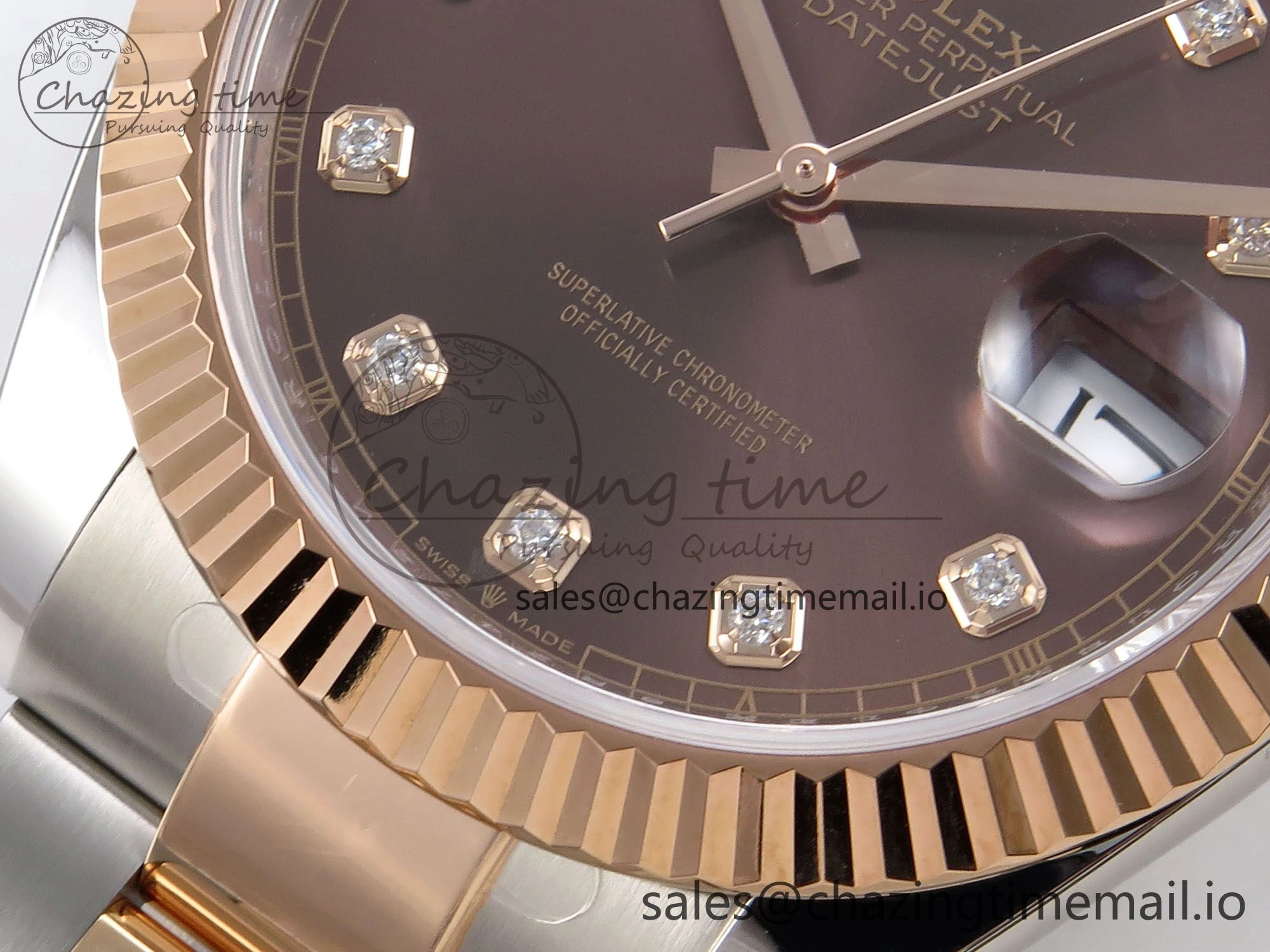 WaterResistant DateJust 41 126331 ARF 1:1 Best Edition 904L Steel Brown Diamonds Dial on SS RG Oyster Bracelet SH3235（Gain Weight） 1093