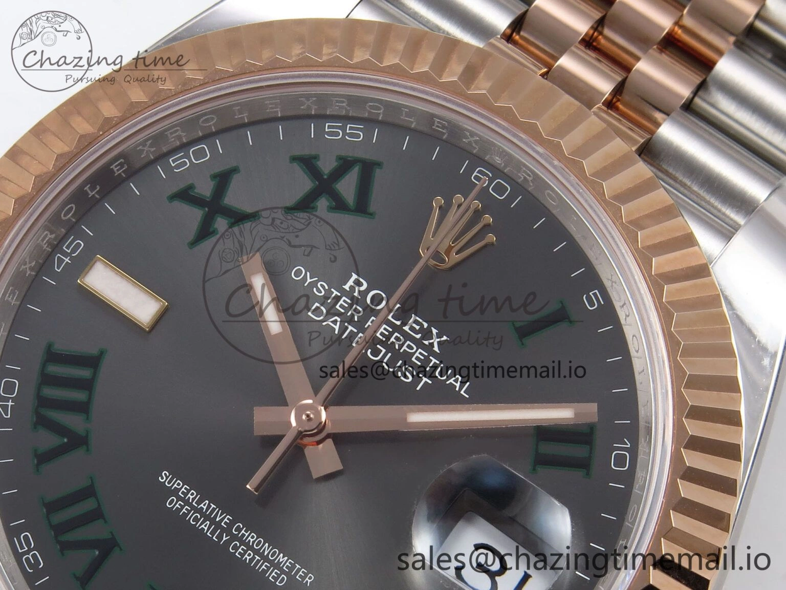 DateJust 41 126331 ARF 1:1 Best Edition 904L Steel Gray Dial Green Roman Marker on SS RG Jubilee Bracelet SH3235（Gain Weight） TravelReady 1103