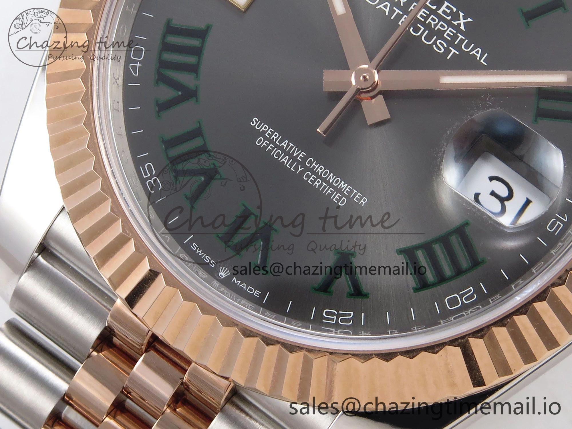 DateJust 41 126331 ARF 1:1 Best Edition 904L Steel Gray Dial Green Roman Marker on SS RG Jubilee Bracelet SH3235（Gain Weight） TravelReady 1103