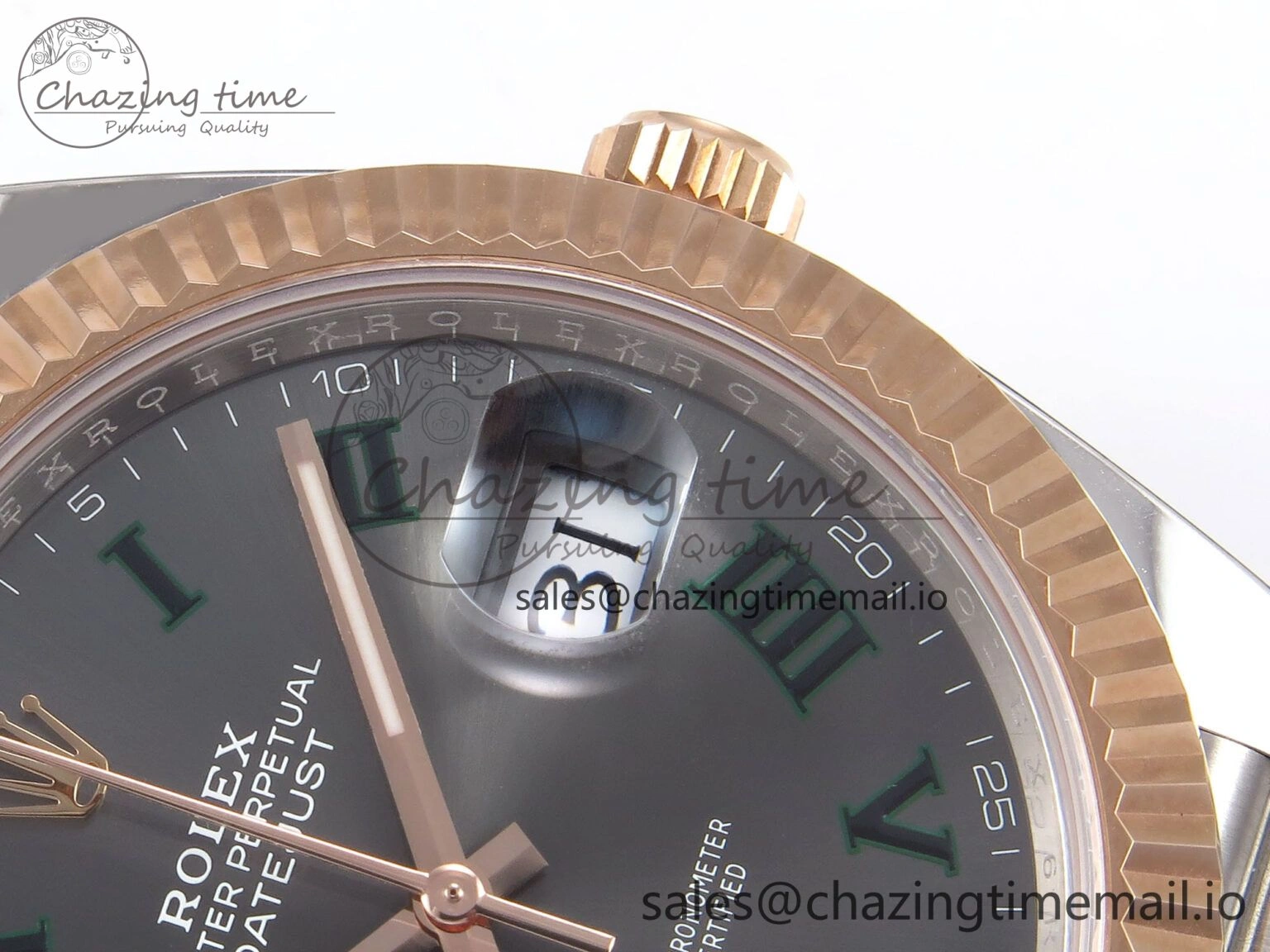 DateJust 41 126331 ARF 1:1 Best Edition 904L Steel Gray Dial Green Roman Marker on SS RG Jubilee Bracelet SH3235（Gain Weight） TravelReady 1103