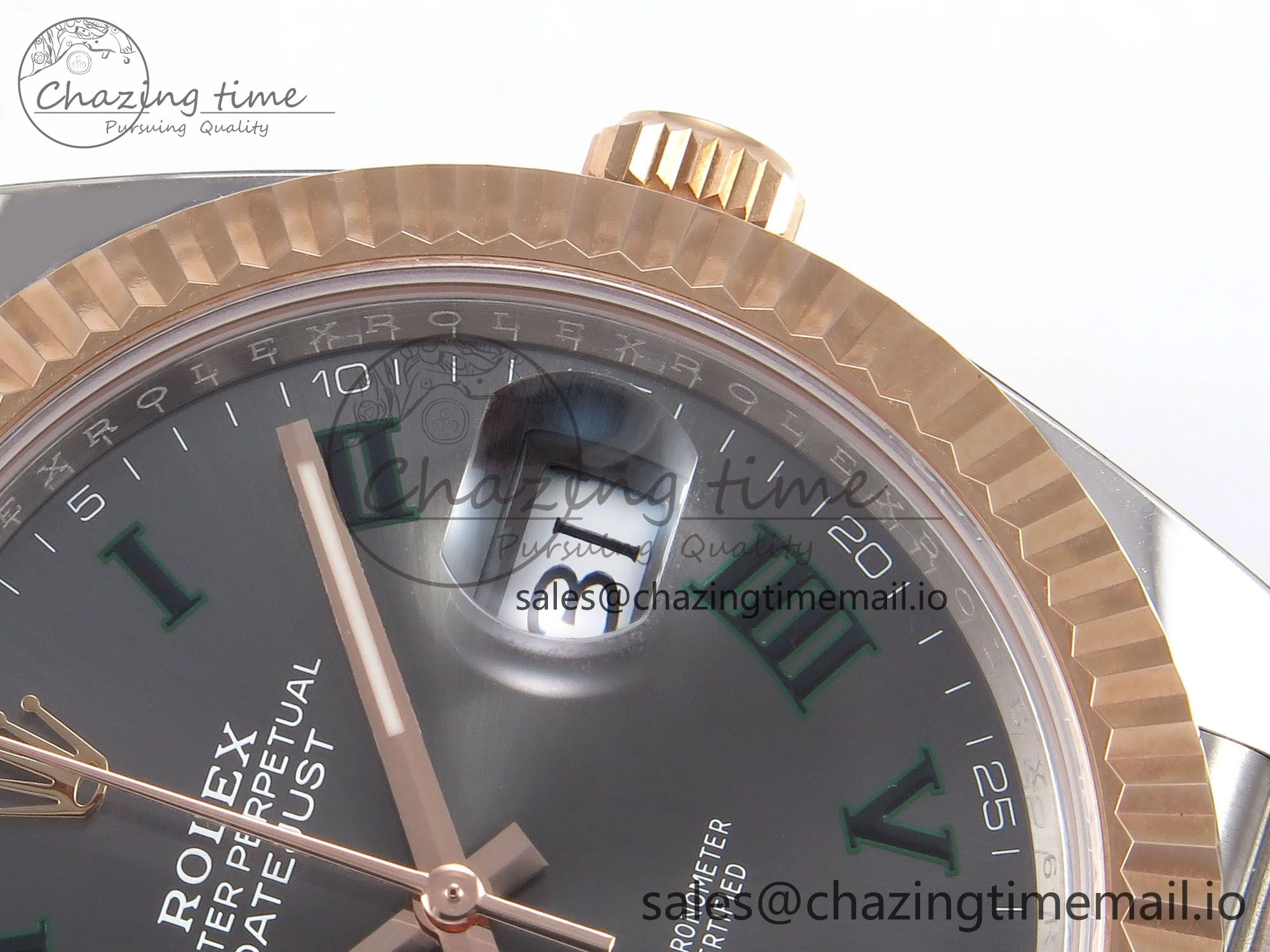 DateJust 41 126331 ARF 1:1 Best Edition 904L Steel Gray Dial Green Roman Marker on SS RG Jubilee Bracelet SH3235（Gain Weight） TravelReady 1103
