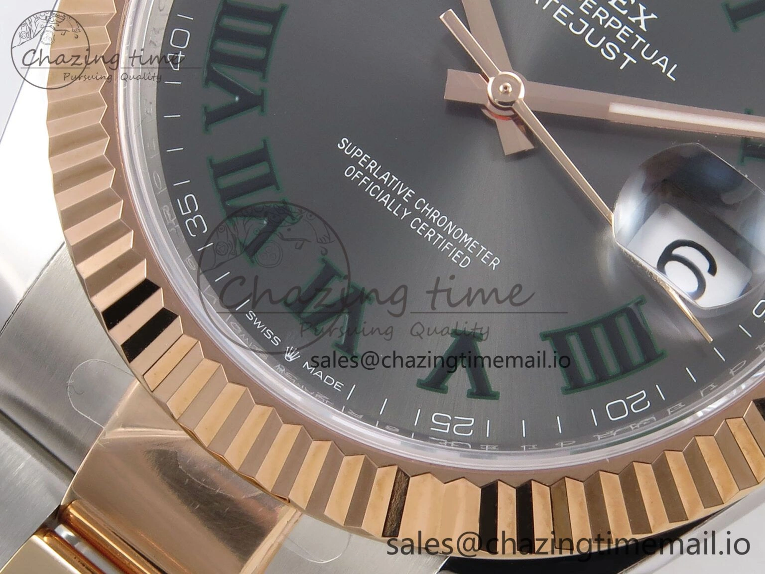 OnTrend DateJust 41 126331 ARF 1:1 Best Edition 904L Steel Gray Dial Green Roman Marker on SS RG Oyster Bracelet SH3235（Gain Weight） 1095
