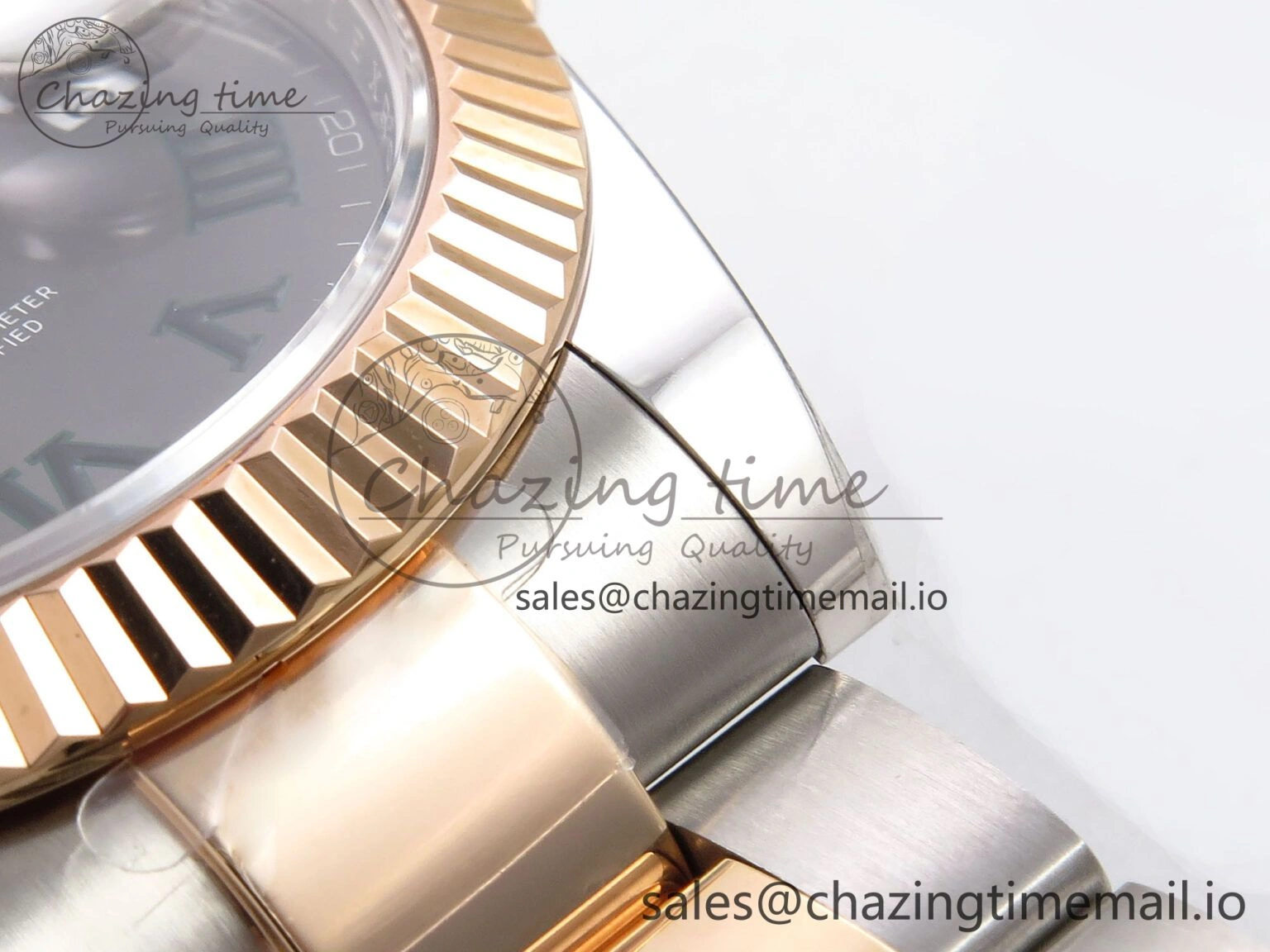 OnTrend DateJust 41 126331 ARF 1:1 Best Edition 904L Steel Gray Dial Green Roman Marker on SS RG Oyster Bracelet SH3235（Gain Weight） 1095