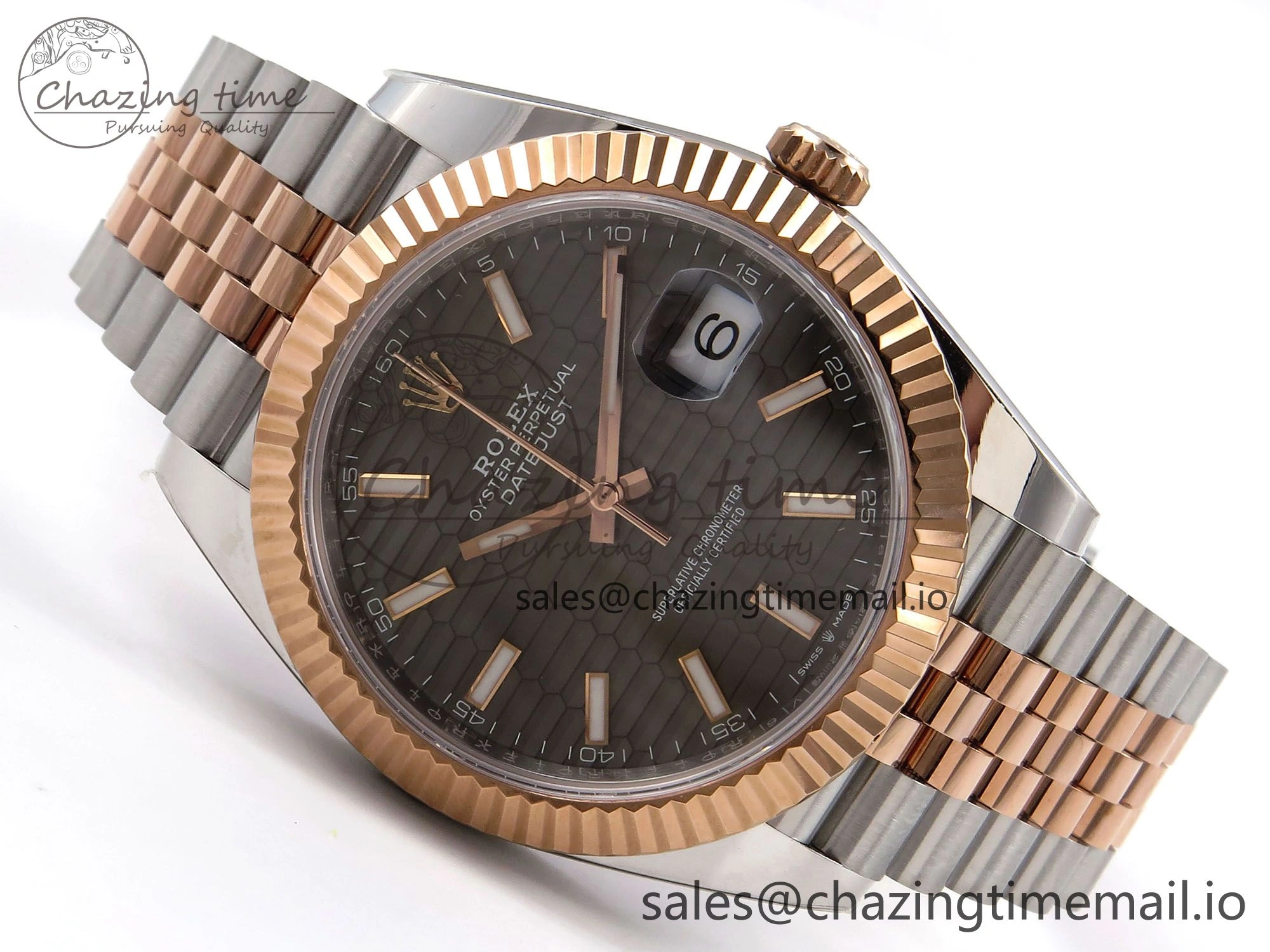 DateJust 41 126331 ARF 1:1 Best Edition 904L Steel Gray Textured Dial on SS RG Jubilee Bracelet SH3235（Gain Weight） WeatherProof 1104