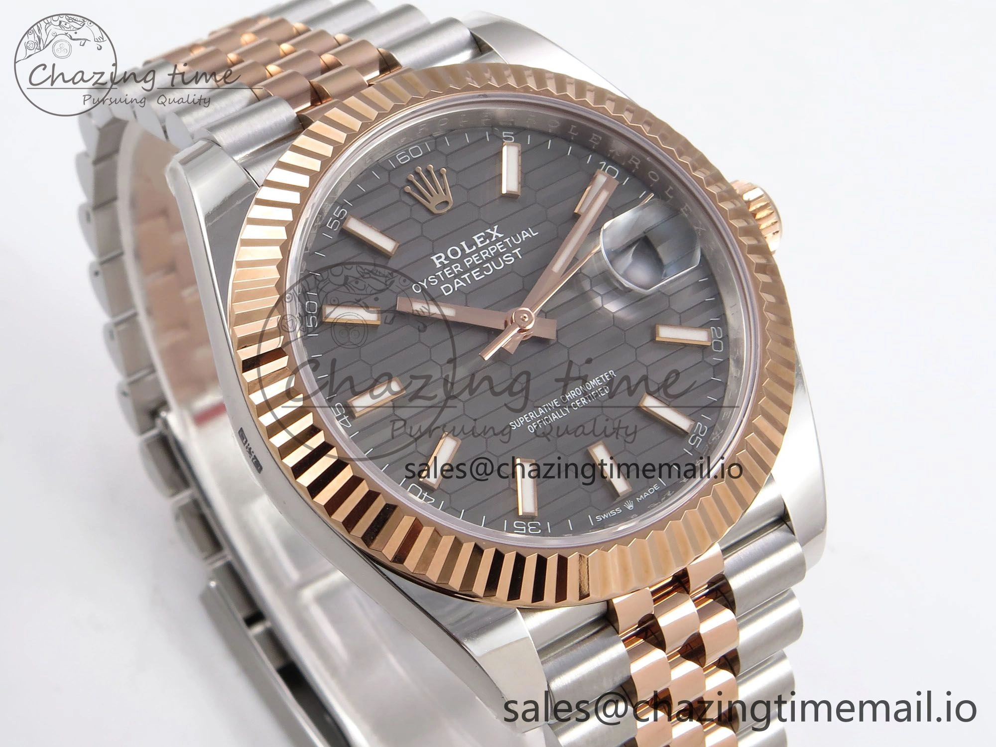 DateJust 41 126331 ARF 1:1 Best Edition 904L Steel Gray Textured Dial on SS RG Jubilee Bracelet SH3235（Gain Weight） WeatherProof 1104