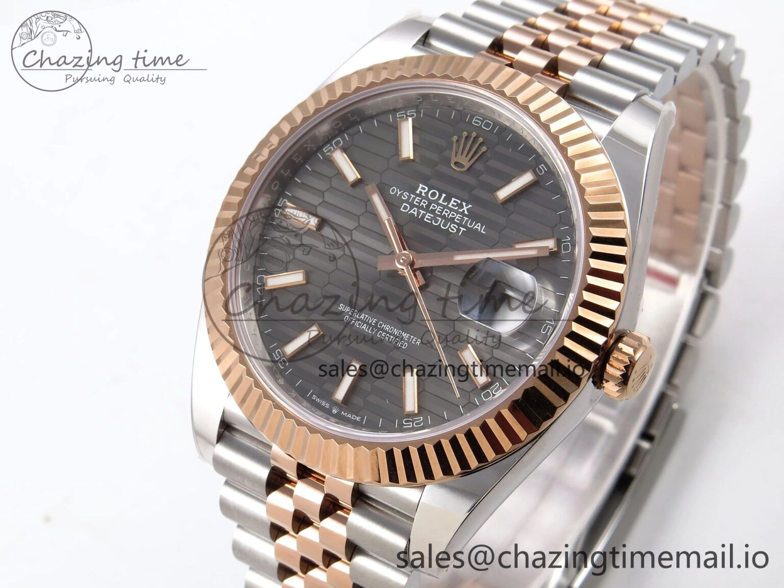 DateJust 41 126331 ARF 1:1 Best Edition 904L Steel Gray Textured Dial on SS RG Jubilee Bracelet SH3235（Gain Weight） WeatherProof 1104