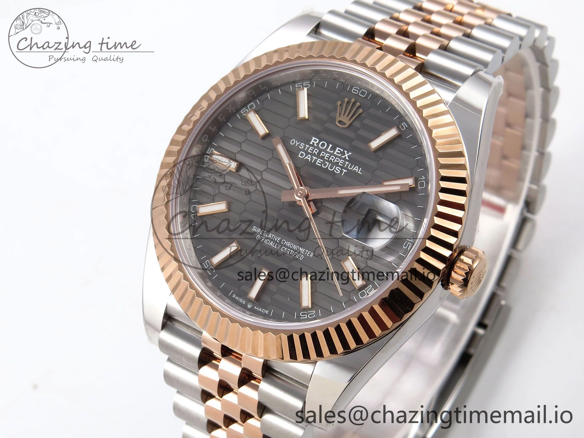 DateJust 41 126331 ARF 1:1 Best Edition 904L Steel Gray Textured Dial on SS RG Jubilee Bracelet SH3235（Gain Weight） WeatherProof 1104