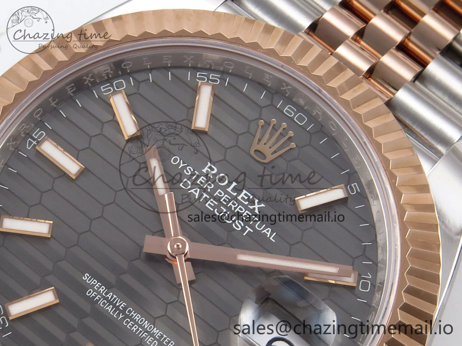 DateJust 41 126331 ARF 1:1 Best Edition 904L Steel Gray Textured Dial on SS RG Jubilee Bracelet SH3235（Gain Weight） WeatherProof 1104