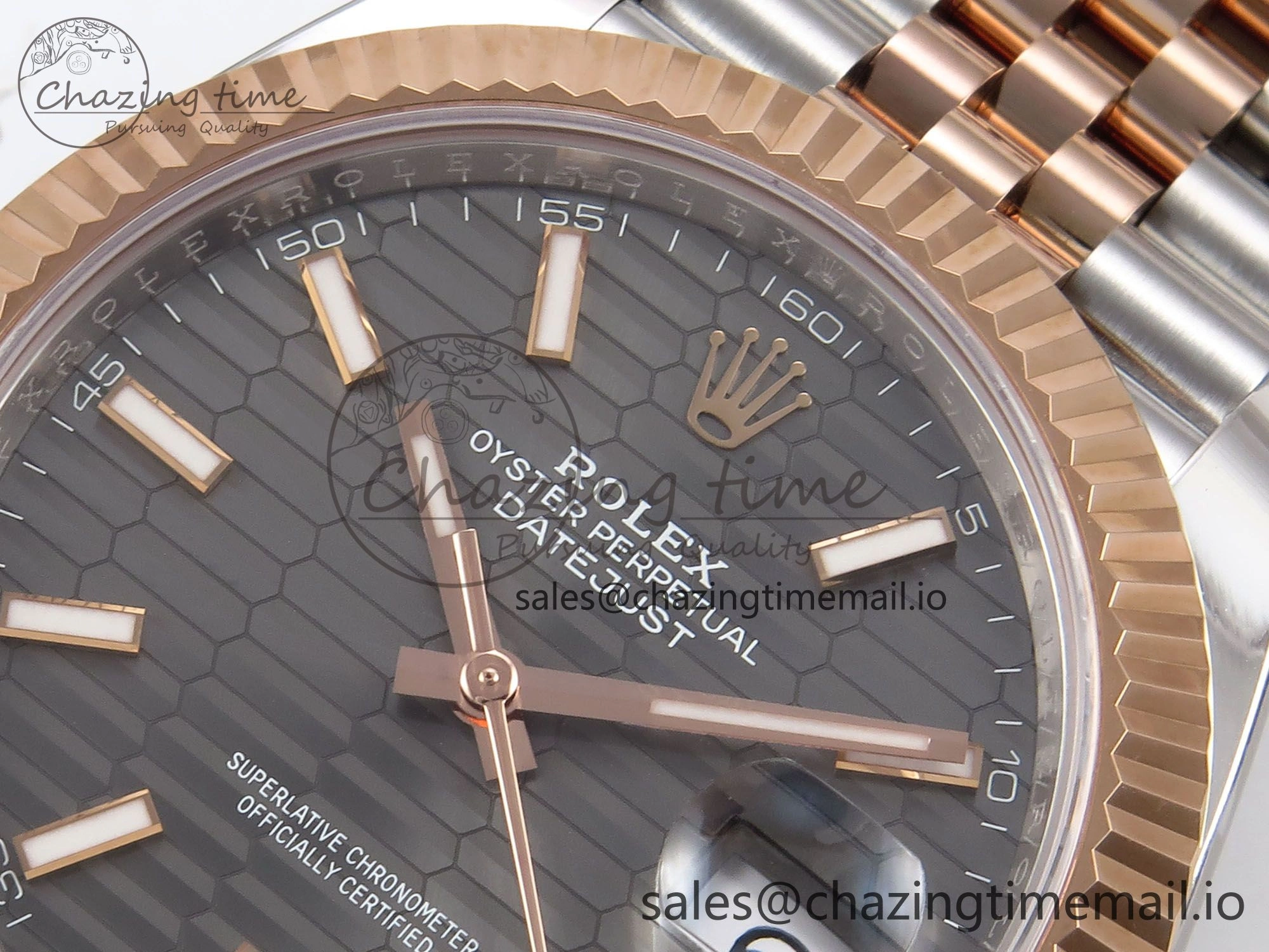 DateJust 41 126331 ARF 1:1 Best Edition 904L Steel Gray Textured Dial on SS RG Jubilee Bracelet SH3235（Gain Weight） WeatherProof 1104