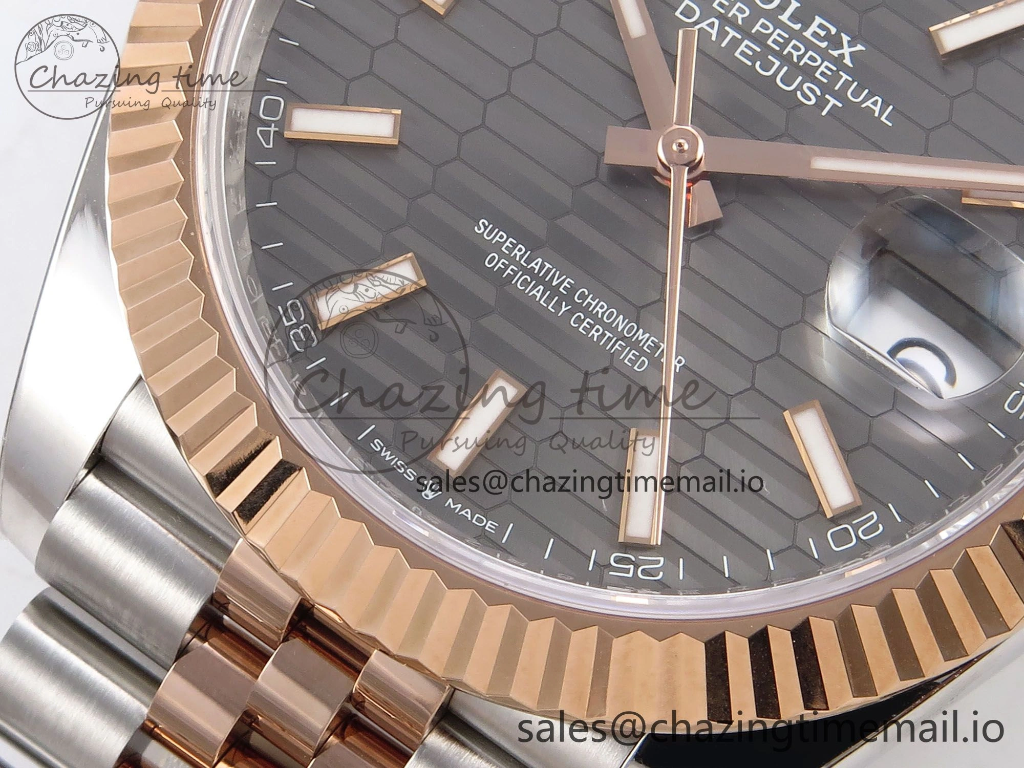 DateJust 41 126331 ARF 1:1 Best Edition 904L Steel Gray Textured Dial on SS RG Jubilee Bracelet SH3235（Gain Weight） WeatherProof 1104
