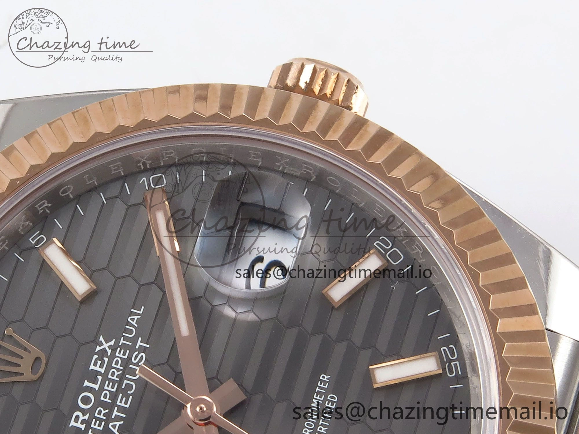 DateJust 41 126331 ARF 1:1 Best Edition 904L Steel Gray Textured Dial on SS RG Jubilee Bracelet SH3235（Gain Weight） WeatherProof 1104